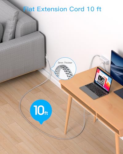 undefined 10 Ft Power Strip Surge Protector - One Beat 6 Widely Outlets with 3 USB Ports(1 USB C), 3 Sided Outlet Extender, Flat Plug Extension Cord, Wall Mount Power Strip for Home Office Travel College Dorm の商品画像 1