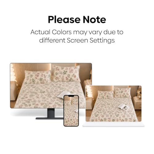 Image of Marrow Lane 300 TC Soft Air Cotton Double Bedsheet | Wild Meadow | Flatsheet with 2 Pillow Covers | Pink & Sage Floral Print (228.6 x 254 cm, Pink & White)