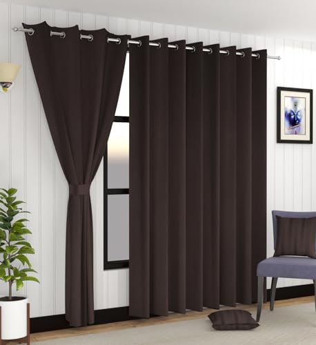 Image of LaVichitra 1 Piece Solid Premium Blackout Curtain - Thermal Insulated, 3 Layered, 100% Opaque Door Curtain - 7 feet, Dark Coffee