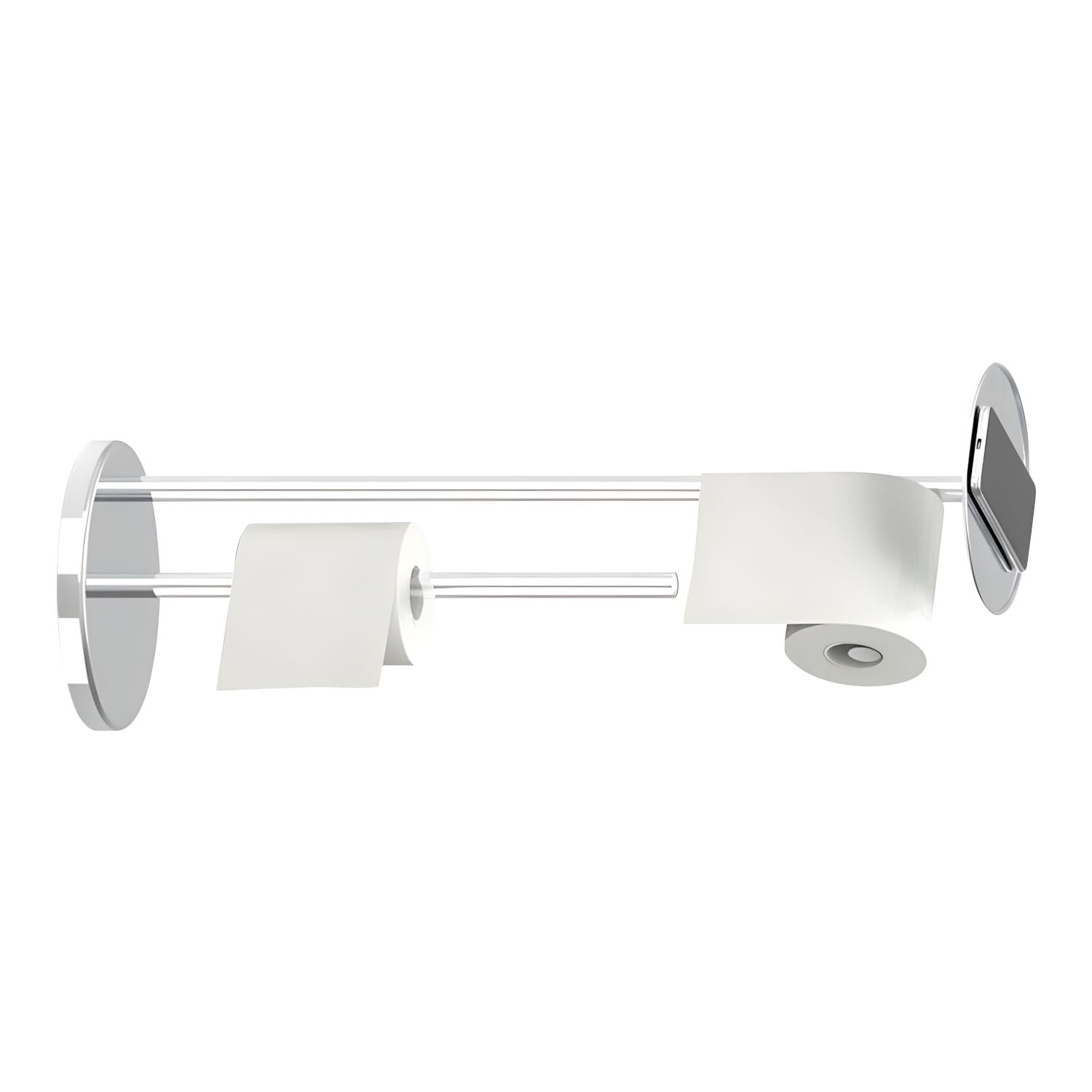 Elnwnnkc Silver Metal Bathroom Paper Dispenser Holds 4 Rolls, Space Saving Quick Assembly Stainless Steel Planner