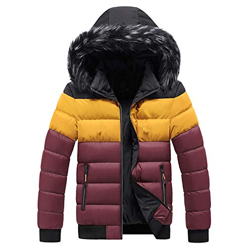 Mens Hooded Windproof Skiing Jacket Mountain Waterproof Jacket Soft Shell Removable Fur Zip Pocket Winter Warm Snow Coat