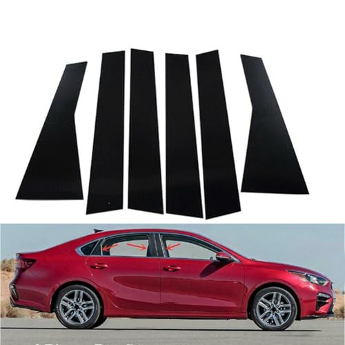 Postes de policarbonato negro para Kia Forte 2019-2023: molduras de ventana lateral de sedán