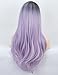 K'ryssma Ombre Purple Synthetic Wigs for Women Long Straight Machine Made Ombre Wig with Black Roots 22 inch