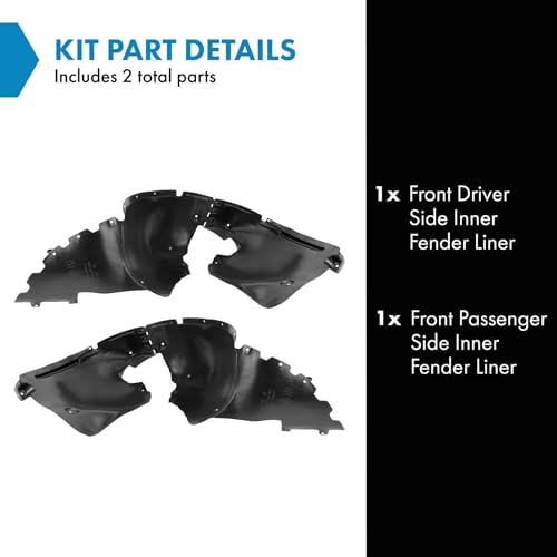 Image of TRQ Front Driver and Passenger Side Inner Fender Liner Set Compatible with 2010-2013 Buick LaCrosse
