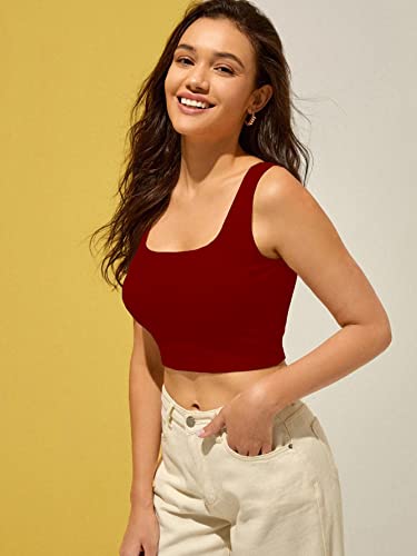 Image of Shasmi Women Ribbed Square Neck Tank Crop Top