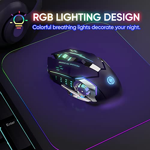 image for MELOGAGA Wireless Gaming Mouse Bluetooth Mouse RGB Rechargeable 2.4G U