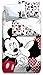 Aymax Disney - Biancheria da Letto con Topolino e Minnie, 135 x 200 cm + 80 x 80 cm, 100% Cotone