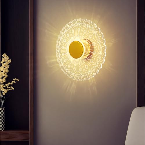 Image of Lamp master LumiRound 3 Color LED Acrylic Wall Light | Warm, Natural & Cool White Lighting | 9 Inch Decorative Round Lamp