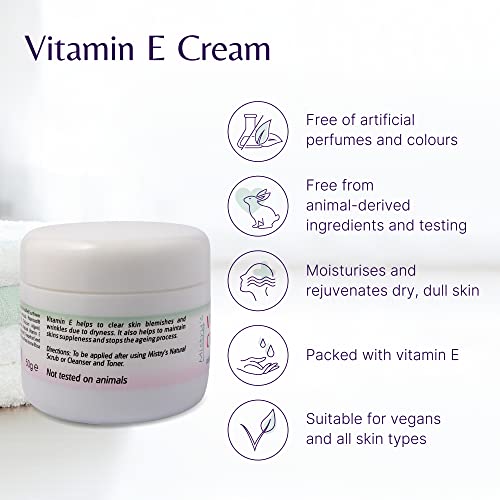 The House of Mistry Natural Vitamin E Cream 50g - Moisturising & Rejuvenating, Gentle for Restoring Balance, Dryness, Stretch Marks & Anti-Aging - Vegan Face & Body Cream - Image 4