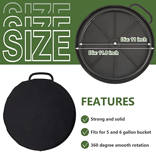 2 Pcs 5 Gallon Bucket Seat Bucket Swivel Lid Cushion 360 Degree Swivel Bucket Seat Cushion Bucket Seat Lid With Waterproof Cover For Dove Duck Hunting Fishing Gardening Camping (Black) #TOP1