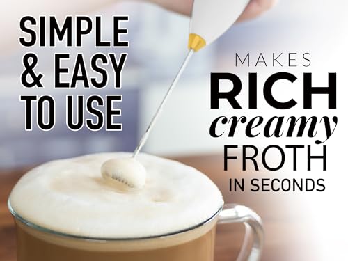Image of Zulay Kitchen Powerful Milk Frother AA Batteries Included - Ultra Fast Handheld Drink Mixer with Stainless Steel Whisk Stirrer for Coffee, Protein, Matcha & More, Frother Wand Electric Frothmate