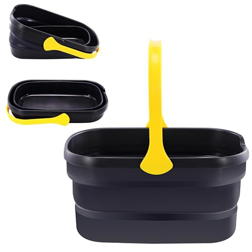 Image of MinuteToCleanIt Plastic Multipurpose Collapsible Bucket - 12L, Square Shape with Single Handle, Foldable and Easy to Store, Ideal for Home Cleaning, Camping, and More