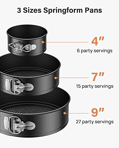 Boyun 141pcs Cake Pan Set with Removable Base, Cake Decorating Supplies with 3 Round Nonstick Bakeware Springform Pans (4" 7" 9"), Numbered Icing Piping Tips and Other Baking Tools for Cheesecake - Image 3