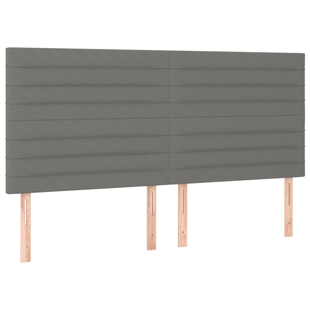vidaXL Cabecero con Luces LED Cabecero de Cama Cabezal Tapizado para Cama de Matrimonio Mueble Dormitorio Tela Gris Oscuro 180x5x118/128 cm