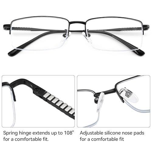 Image of Dollger Rectangle Blue Light Glasses for Men Metal Anti Bluelight Blocking Glasses for Computer Fashion Eyeglasses Small Half