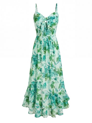 Image of GRACE KARIN Womens Maxi Floral Sundresses Summer Beach Boho Dress Spaghetti Strap Dresses Casual Fashion Clothes with Pockets
