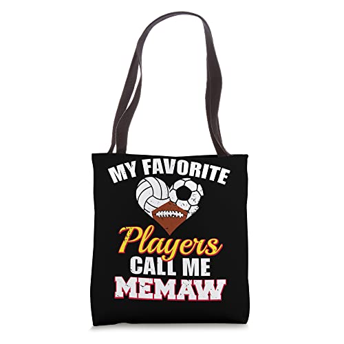 My Favorite Players Volleyball Soccer Football Memaw Tote Bag