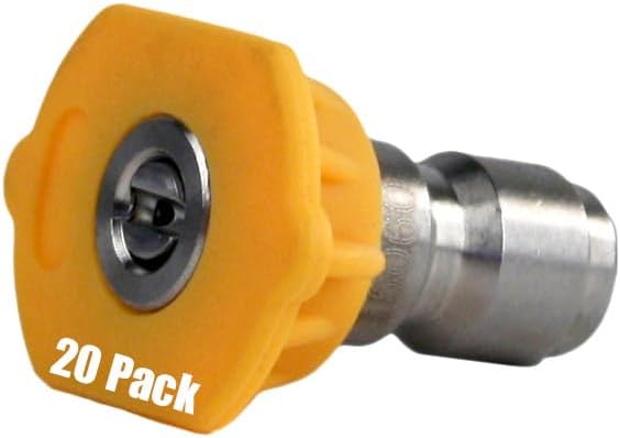 20 Pack of Erie Tools 4.5 Stainless Steel Orifice 15 Degree 1/4in. Quick Connect 4000 PSI High Pressure Washer Spray Nozzle Tips