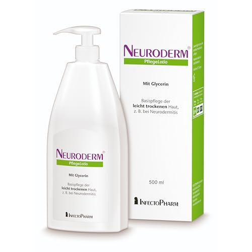 NEURODERM Pflegelotio, 500 ml – Lotion mit Glycerin bei Neurodermitis | Pflegelotion für leicht trockene Haut | Für Erwachsene, Kinder & Säuglinge – Reduziert Hauttrockenheit