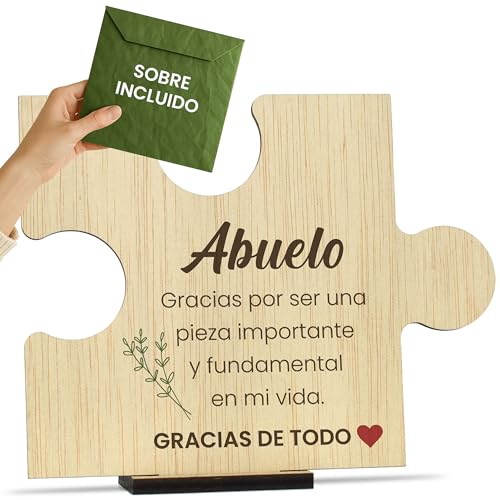 CONTRAXT Tarjeta abuelo en madera. Regalos para abuelos especiales y originales Detalles felicitación postales abuelo español especial feliz día del abuelo wonderful (Abuelo)