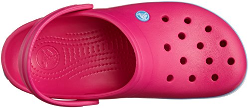 Image of Crocs Women's Crocband Clog | Comfortable Slip on Casual Water Shoe, Pink Candy Pink Bluebell, 5 UK Men / 6 UK Women