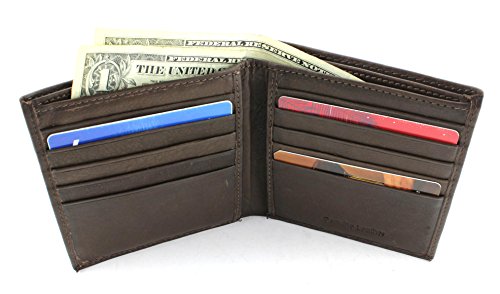 Bacci Bifold Wallet for Men - Top grain Cowhide Leather Wallet With 10 Cards, 2 Inner & 2 Cash Pockets - Clean Stitched Hipster Billfold Men's Wallet (Brown)4