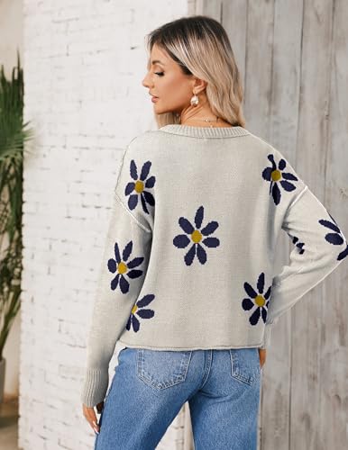 Zeagoo Women's Crew Neck Cropped Sweater 2025 Fall Long Sleeve Chunky Knit Pullover Sweater Tops4