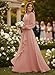 SNOWROSE Dusty Sage Chiffon Bridesmaid Dresses for Wedding V Neck Formal Gowns Ruffle A Line Corset Evening Party Dress with Long Sleeves Size 10