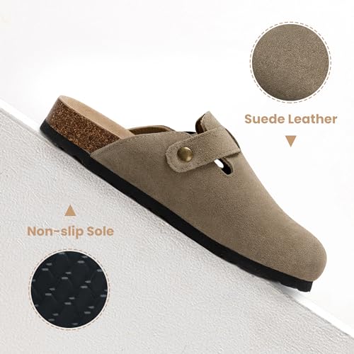 Image of Xiakolaka Women's Suede Clogs Adjustable Buckle Slip on Footbed Home Clog Slippers for Comfort Casual Daily Wear