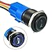 Produktbild EPLZON 16MM 12V Autohupe Momentan Taste Blau LED Beleuchtet Momentan Metall Lautsprecher Hupe Kippschalter mit Steckdose Stecker Draht (Packung mit 1 Stück Blau)