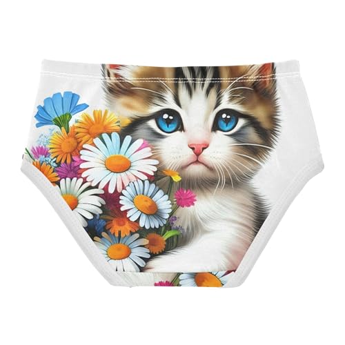 Girls Underwear Toddler 2t Cotton Girl Panties Cute Fun Briefs Underpants Kitten Colorful Daisies Flowers2