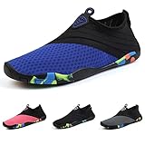 DRECAGE Schnell-Trocknend Badeschuhe Wasserschuhe Herren Damen Barfußschuhe Auqaschuhe Für Wassersport Fitness Schwimmen Surfen rutschfest Leicht Blau 40 EU