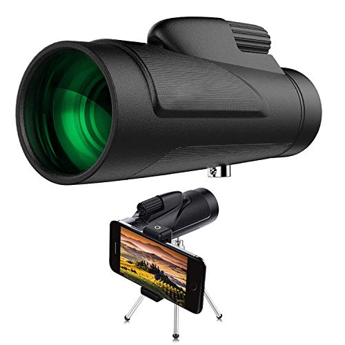Monokulares Teleskop12x50 Hochleistungs-BAK4-Prisma FMC-Beschichtung Smartphone-Stativhalterungsadapter, perfekte Vogelbeobachtung, Wandern, Konzerte,