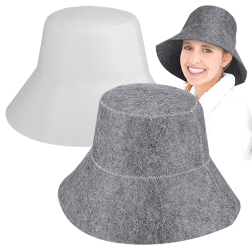 FOMIYES Sauna Hat for Women and Men 2 Pack 100% Natural Felt Sauna Accessories (As Shown 2)
