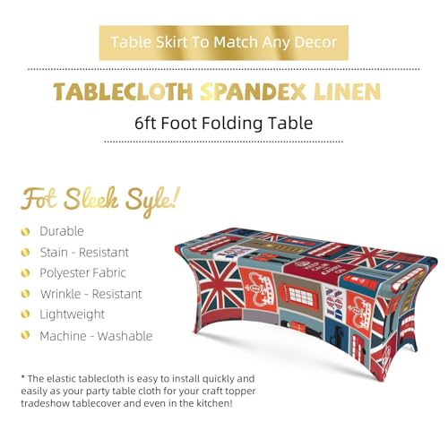 Nappe rectangulaire élastique motif Angleterre grande table - 5