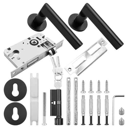 ZONADAH Matt Black Indicator Bolt Lever Door Lock, Complete Set with T ...