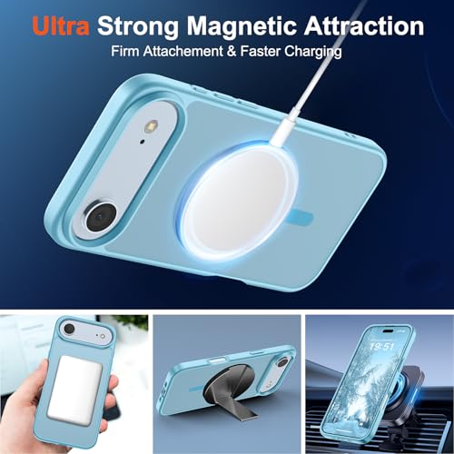 Image of SUPFINE Magnetic for iPhone Air Case (Compatible with MagSafe)(Military Grade Drop Protection) Slim Translucent Matte Shockproof with Anti-Fingerprint Phone Cover for 17 Air,Light Blue