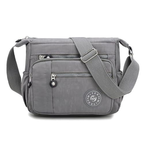WITERY Nylon Crossboby Bag for Women - Waterproof Zipper Multi-po...