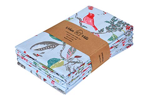 Urban Villa Kitchen Towels, Birds Print Multi Color, Premium Quality,100% Cotton Dish Towels,Mitered Corners,(Size: 20X30 Inch), Highly Absorbent Bar Towels & Tea Towels - (Set Of 6) #TOP7