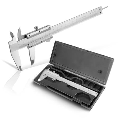 STAHLWERK Messschieber 0-150 mm DIN 862 Schieblehre/Messlehre aus gehärtetem Carbon-Stahl für Außen-, Innen- und Tiefenmaß