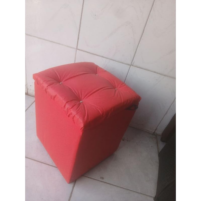 Puff Baú Organizador 33x33x45cm - Assento Confortável, Até 100kg, Ideal para Espaços Pequenos(Cinza)