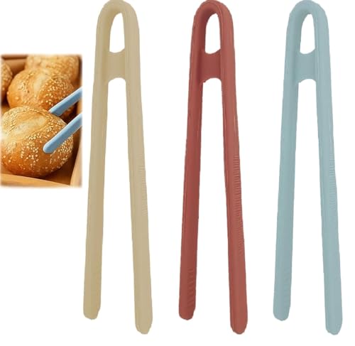 3 Pcs Silicone Tongs, Small Serving Food Tong, Toaster Tongs