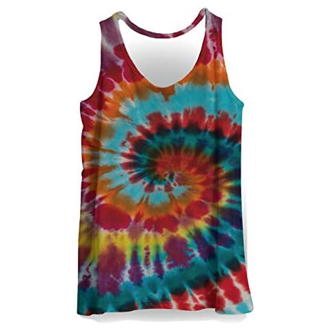 Hiser Mens Vest Sports Tank Top Gym Athletic Fitness Muscle Bodybuilding Summer Sleeveless T Shirt Run Tank - Funny 3D Gradient Camouflage Tie Dye Printed (Purple,M) Cover