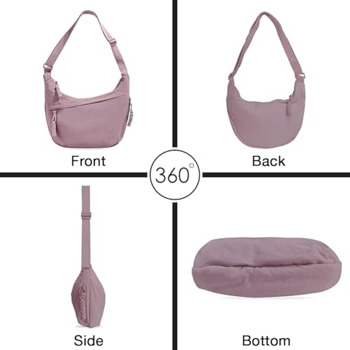 Image of Lyrovo Travel Crossbody Crescent Bags for Women Over Shoulder Purse with Zipper Half Moon Sling Bag & Waist Bag Unisex Chest Bag