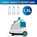 Inalsa Garment Steamer Speedy Steam - 1700w |Variable Steam Control Knob | Powerful Steam Output -Upto 30g/min |1.4L Detachable Large Water Tank |Includes Fabric Brush & Hand Glove, (White/Aqua Green)