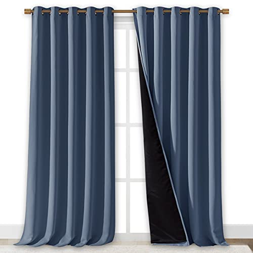 Image of NICETOWN 100% Blackout Curtains 95 inches Long, Pair of Energy Smart & Noise Blocking Out Drapes for Baby Room Window, Thermal Insulated Guest Room Lined Window Dressing (Stone Blue, 70 inches Wide)