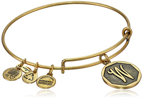 Alex and Ani Rafaelian Gold-Tone Initial "W" Expandable Wire Bangle Bracelet, 2.5"