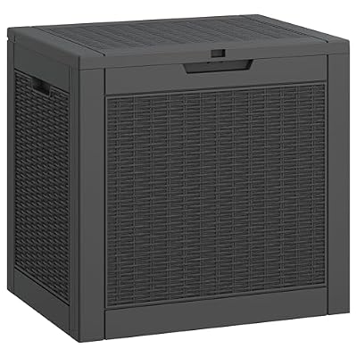 LHBGO 31 Gallon Deck Box, Resin Outdoor Storage Box, Waterproof and UV Resistant Deck Box, Lightweight Storage Box for Garden Tools, Pool Supplies