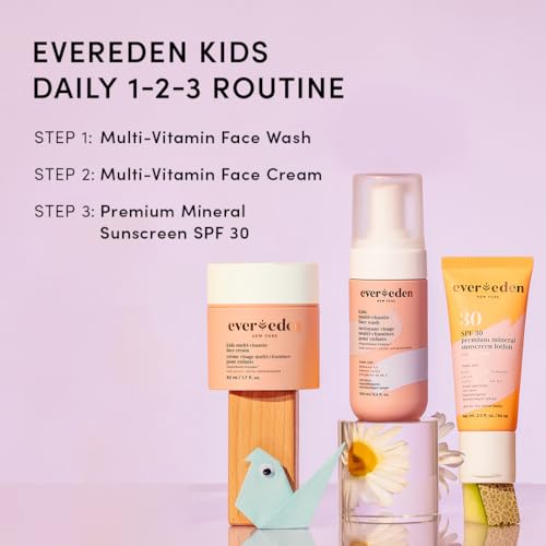 Evereden-Kids-Daily-1-2-3-Routine-Bundle-Clean-Vegan-Skin-Care-Set-Hydrating-Nourishing-Tween-Skincare-Set-with-Multi-Vitamin-Face-Wash-Face-Cream-Lotion-SPF-30-Mineral-Sunscreen-Melon