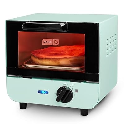 Dash Mini Toaster Oven - Sleek & Stylish - For Creative Homemade Treats - Compact, Space-Saving Design - adjustable temperature dial - Removable Baking Tray - Aqua
